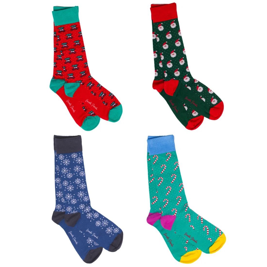 Unboxed View of Swole Panda Christmas Socks Gift Box 4 Pack