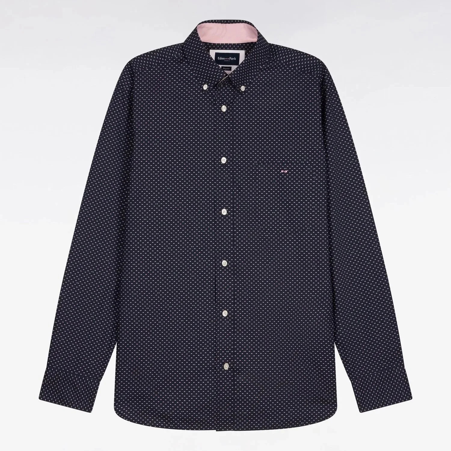 Flat View of Eden Park Micro Pattern Shirt in Navy and Pink