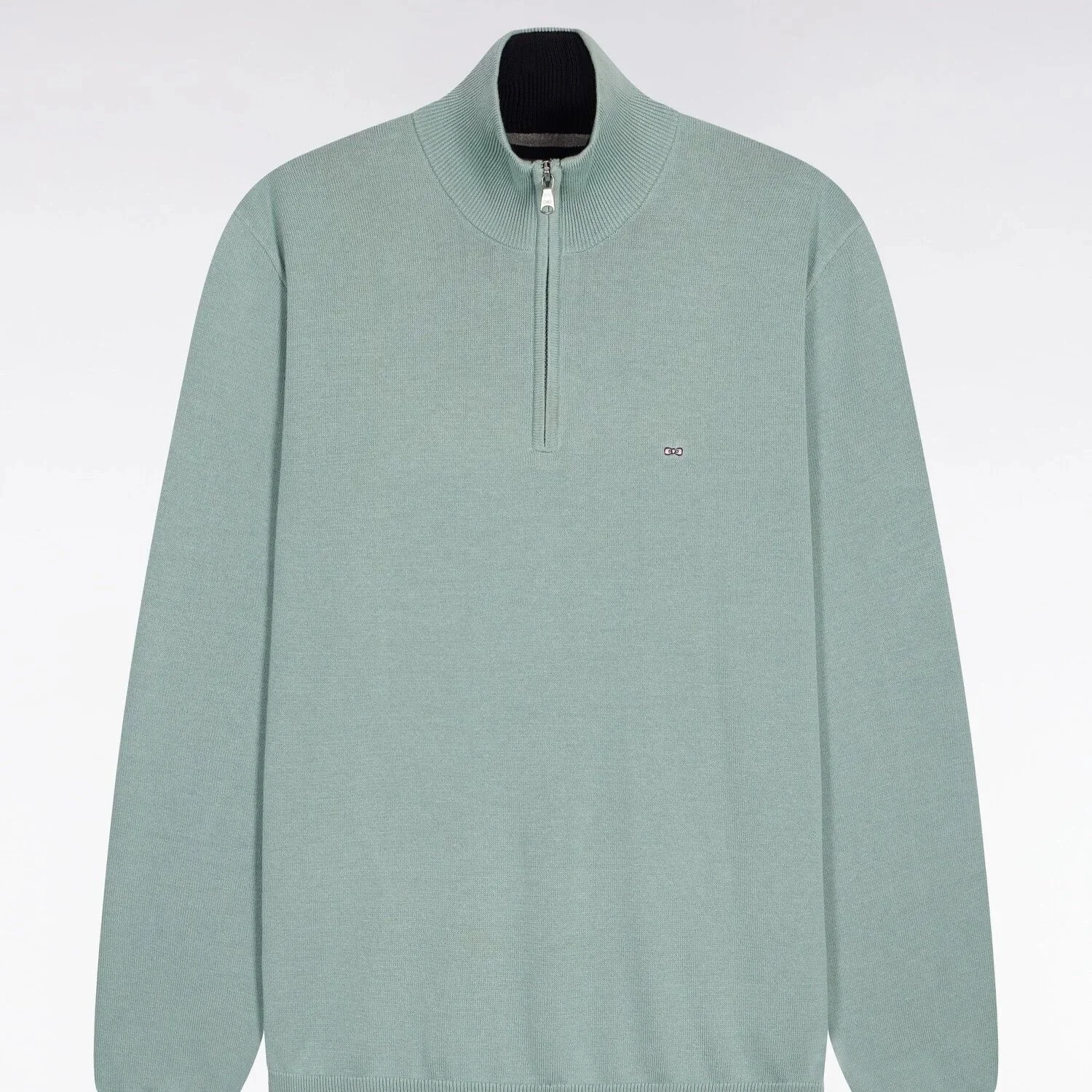 Flat View of Eden Park Half Zip Jumper in Soft Green