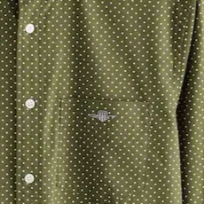 Detail View of GANT Poplin Micro Pattern Shirt in Olive Green