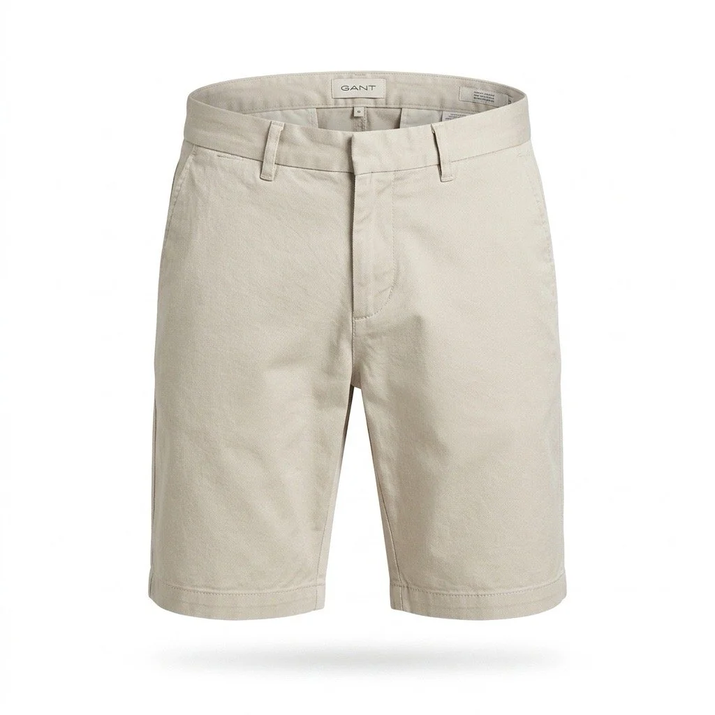 Flat View of GANT Slim Fit Sport Chino Shorts in Cream