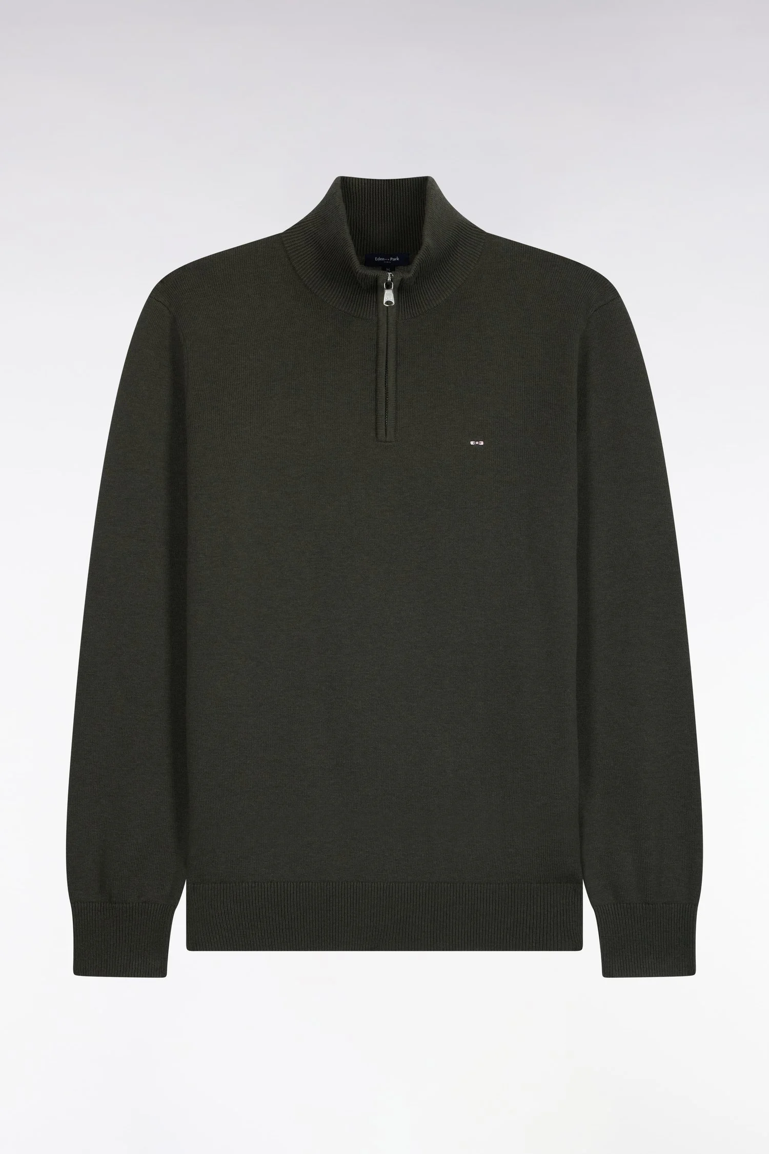 Flat View of Eden Park Half Zip Jumper in Olive Green