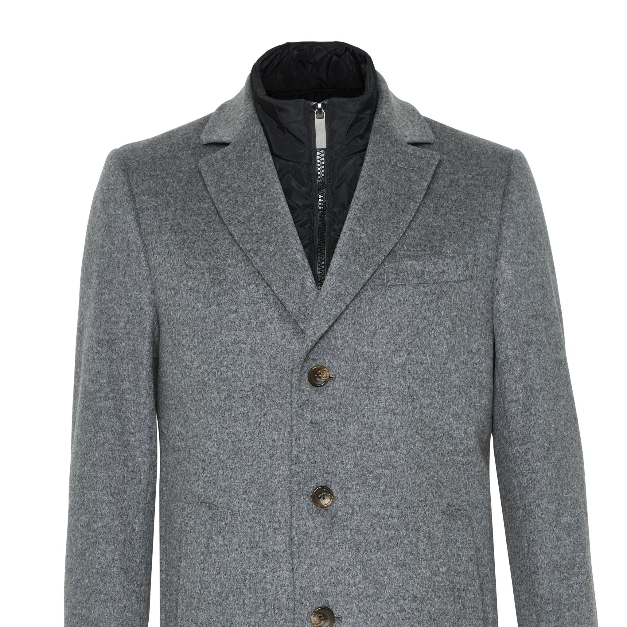 Detail View of SAND Copenhagen Cashmere Rich Coat in Light Grey