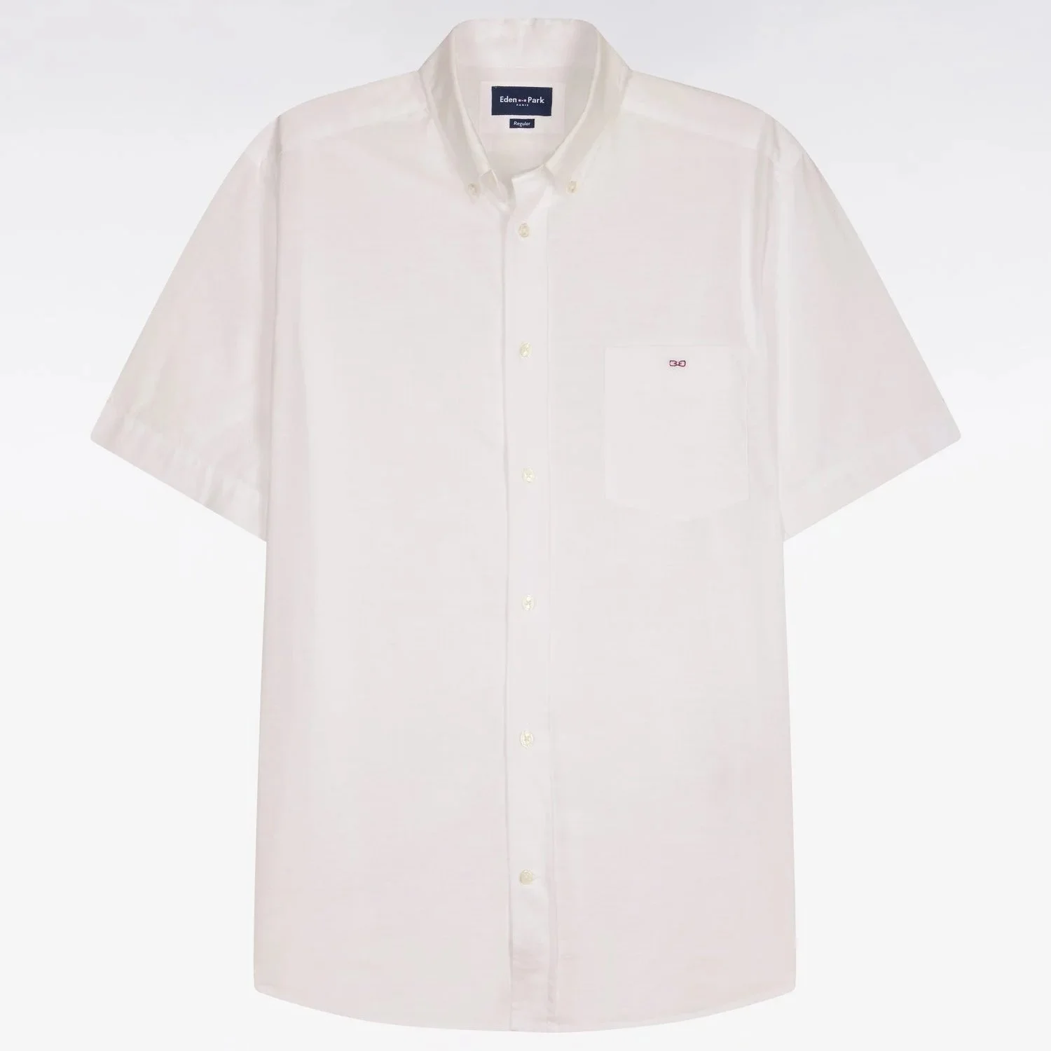 Flat View of Eden Park Texture Short Sleeve Shirt in White
