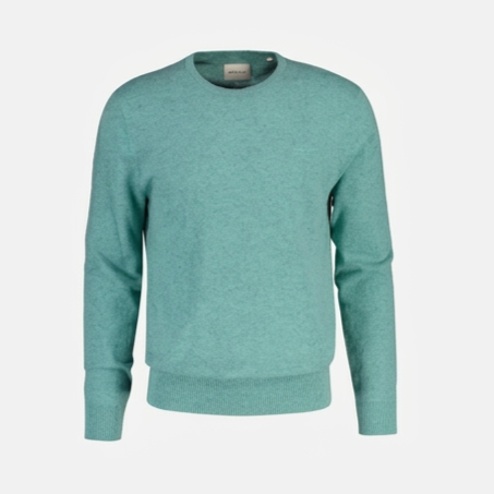 Flat View of GANT Texture Cotton and Linen Jumper in Jade Green