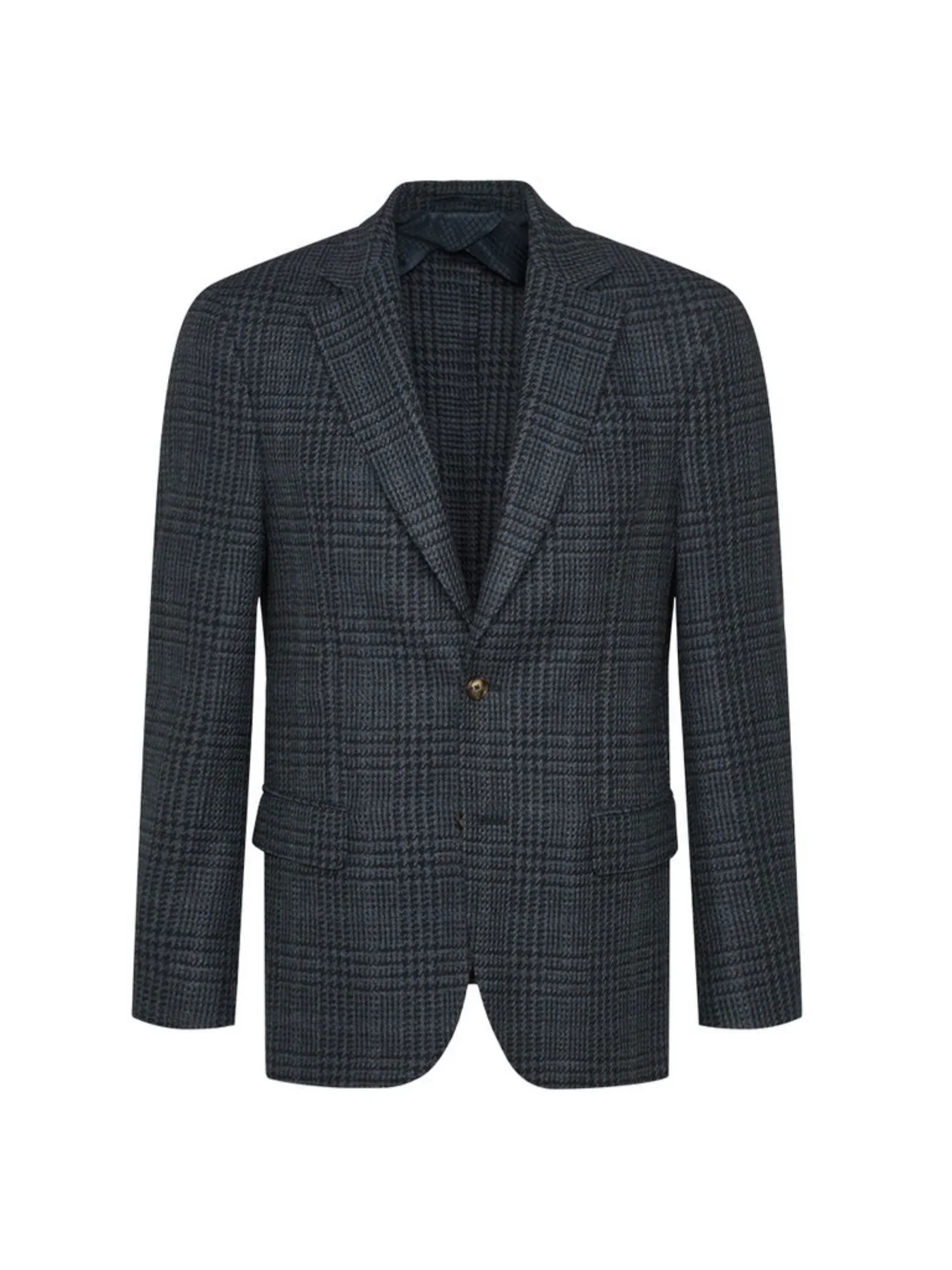Flat View of SAND Copenhagen Regular Fit Check Blazer in Navy