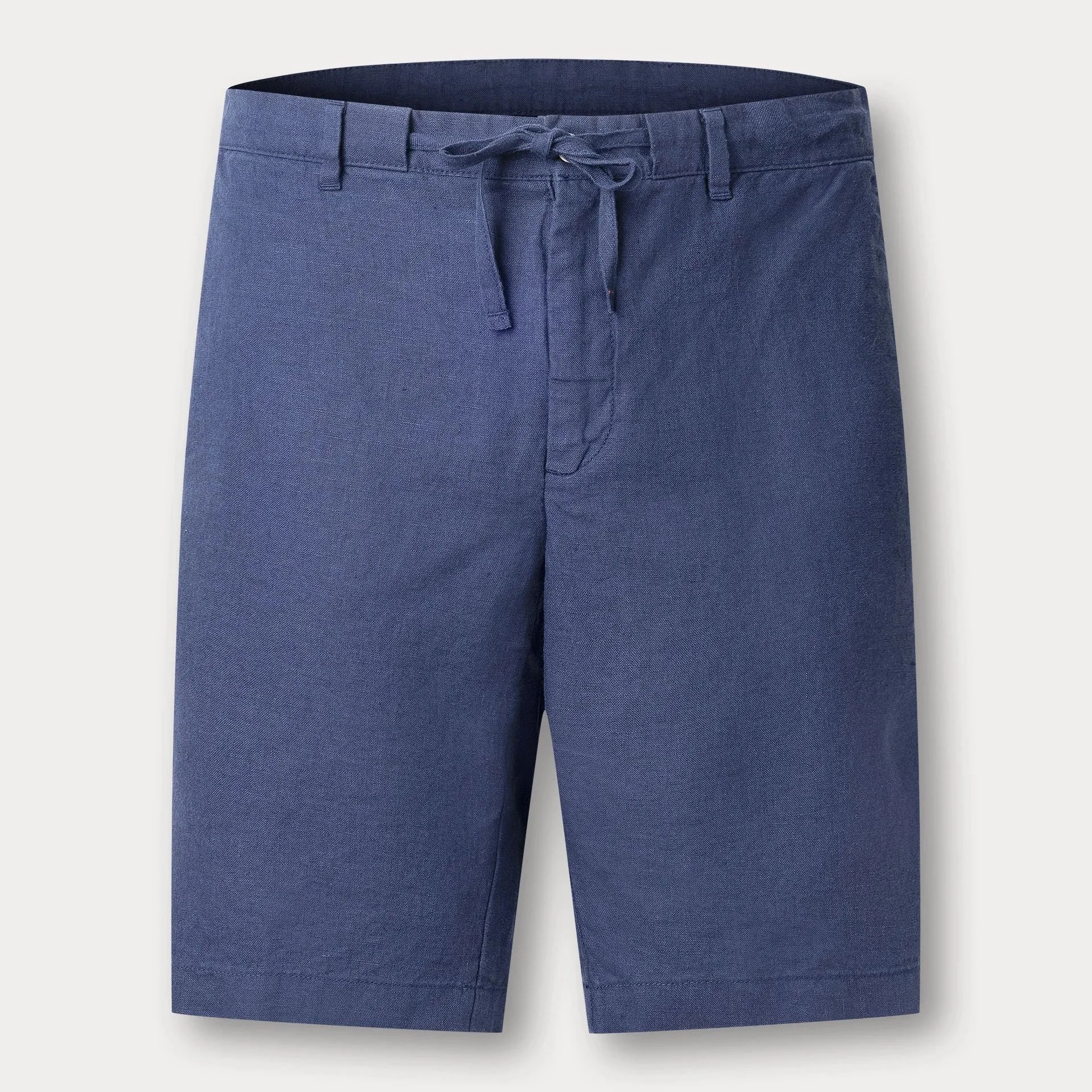 Flat View of Hackett Slim Fit Linen Short in Navy