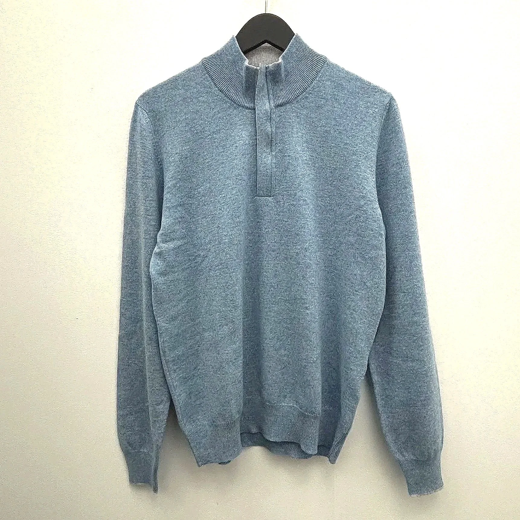 Flat View of Gran Sasso Luxury Half Zip Jumper in Light Blue