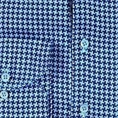 Close View of Stenstroms Luxury Dogtooth Flannel Shirt in Navy