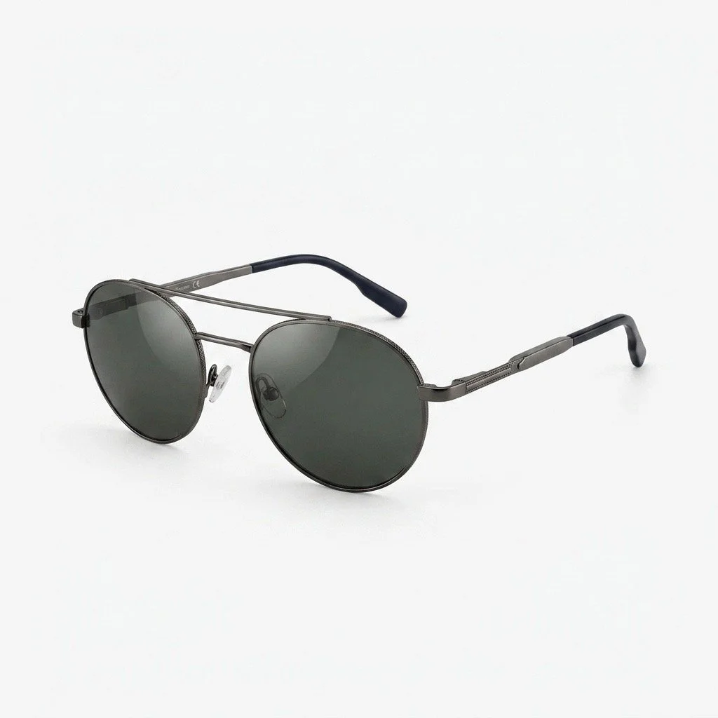 Side View of Hackett Round Sunglasses in Black and Green