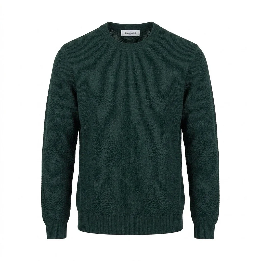 Flat View of Gran Sasso Luxury Texture Jumper in Green