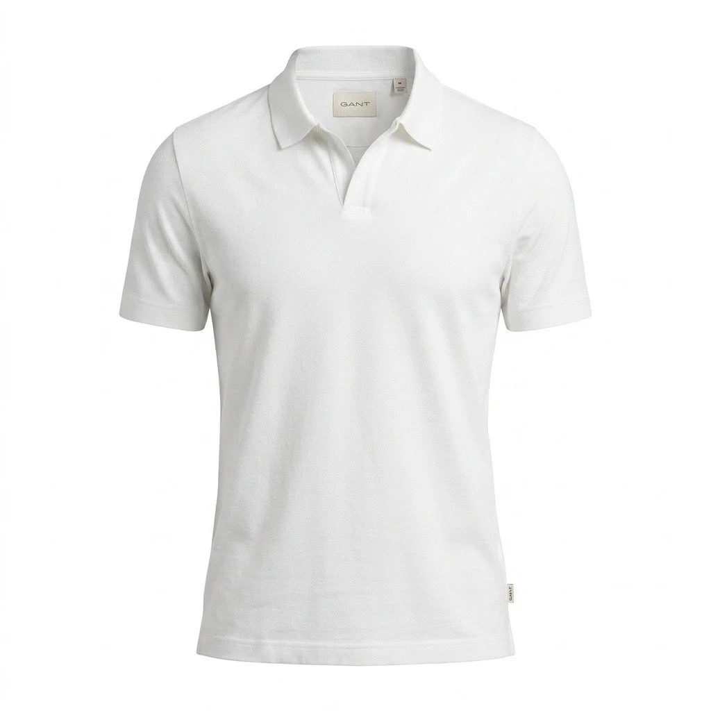 Flat View of GANT Resort Collar Pima Cotton Polo in White