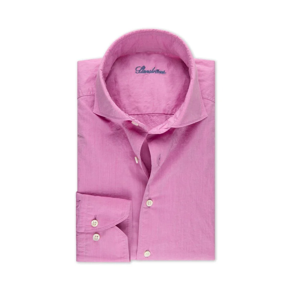 Flat View of Stenstroms Luxury Slim Fit Shirt in Deep Pink