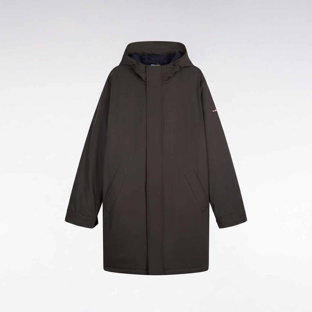 Flat View of Eden Park Parka in Olive Green