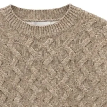 Close View of SAND Copenhagen Luxury Cashmere Blend Jumper in Champagne Beige