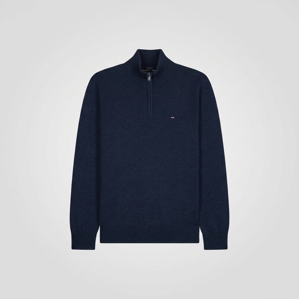 Flat View of Eden Park Half Zip Jumper in Dark Blue