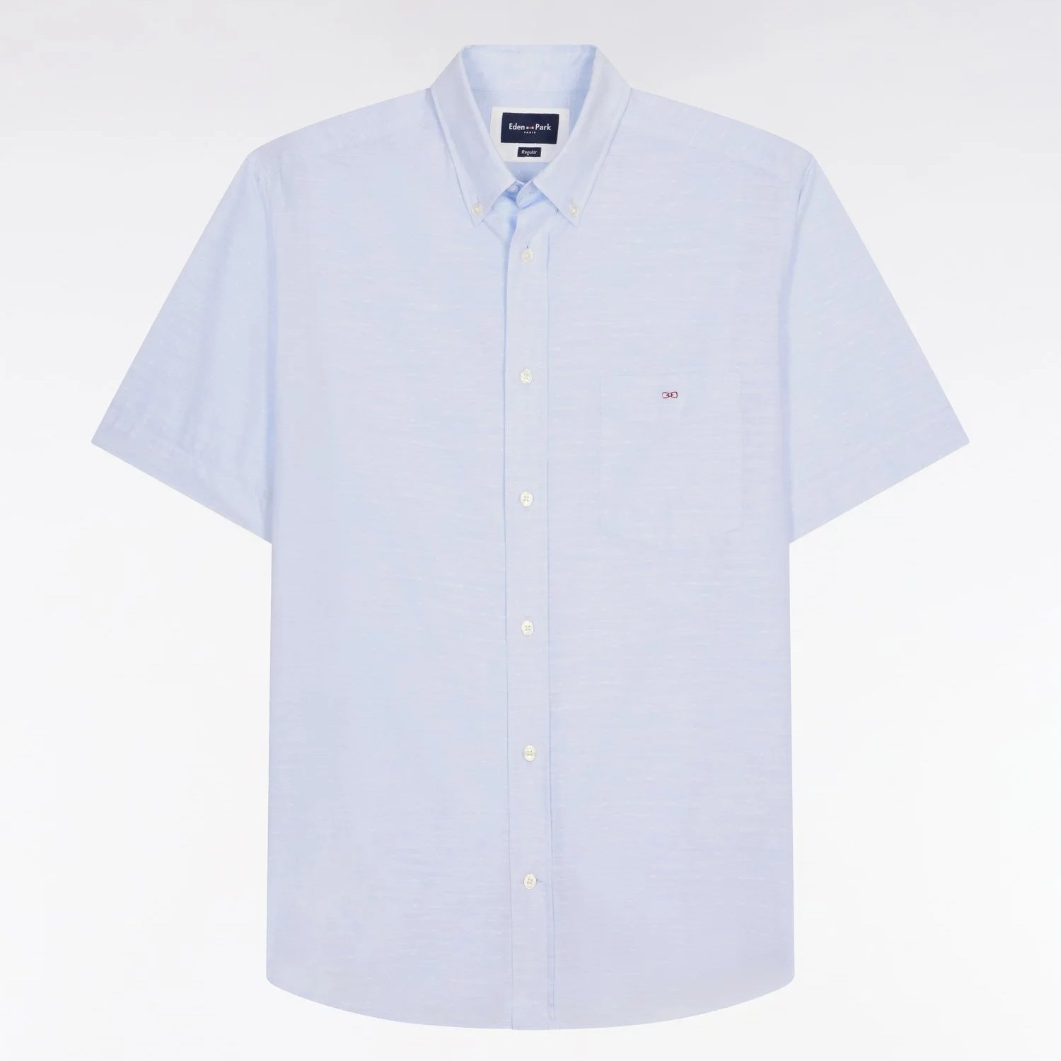 Flat View of Eden Park Texture Short Sleeve Shirt in Light Blue