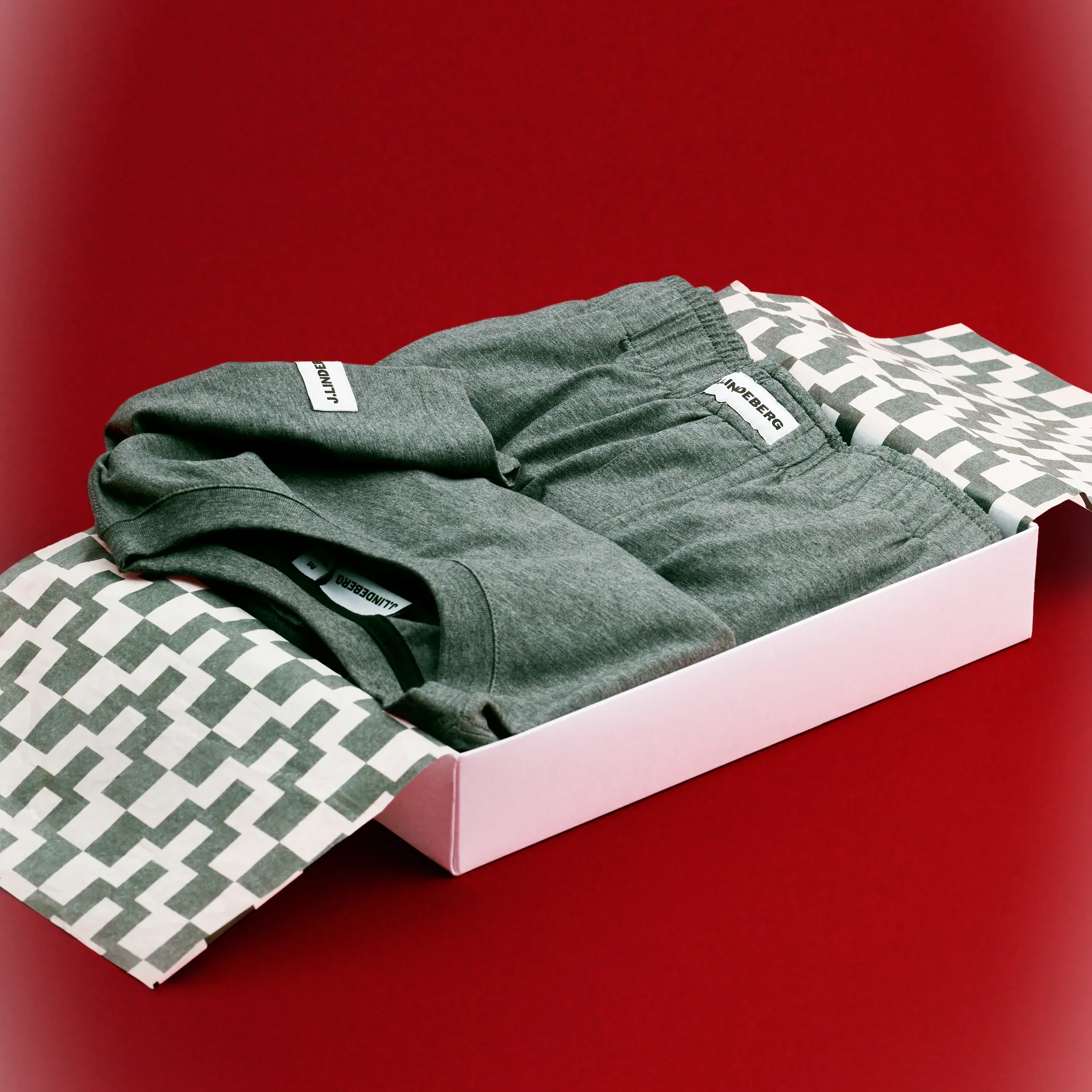 Box View of J Lindeberg Pyjama Gift Set in Grey
