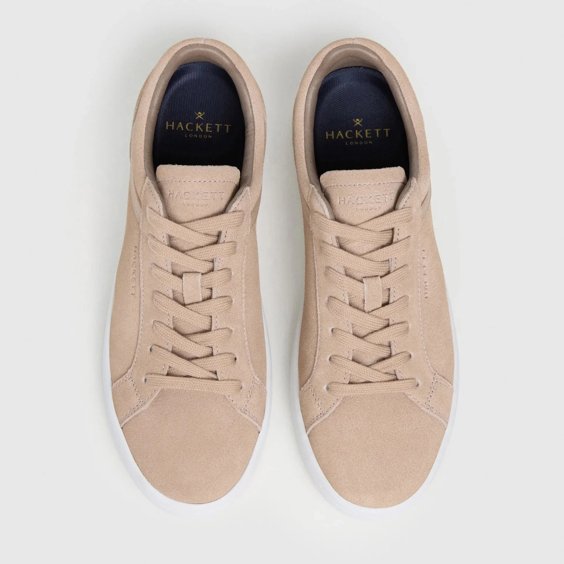 Top View of Hackett Suede Trainer in Sand