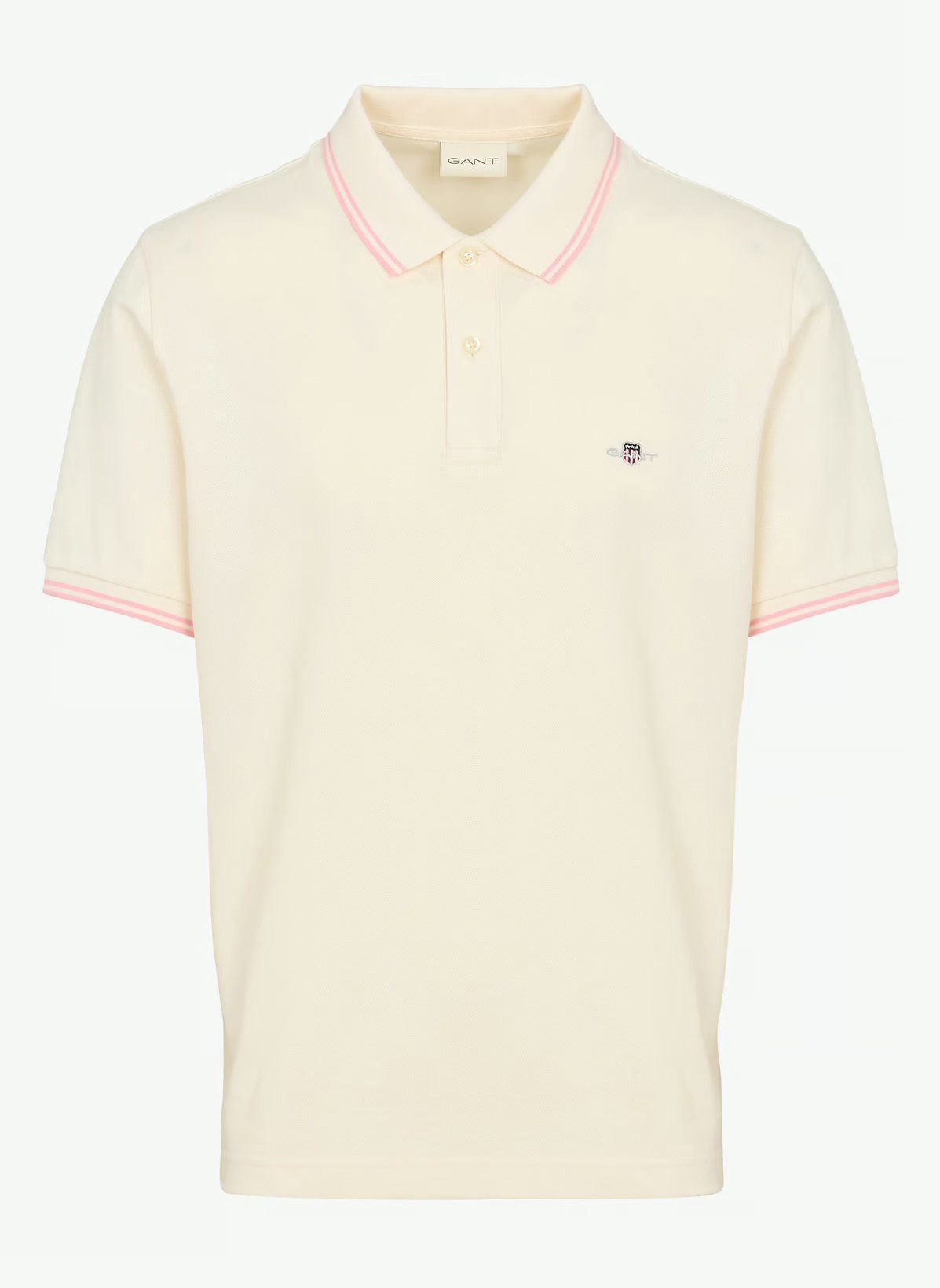 GANT Collar-Tip Polo - Cream / Pink - L