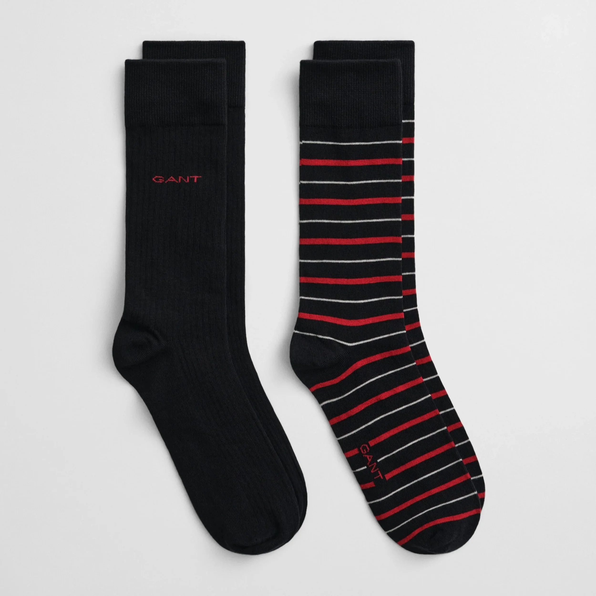 Unboxed View of GANT 2 Pack Socks Gift Set in Black and Red