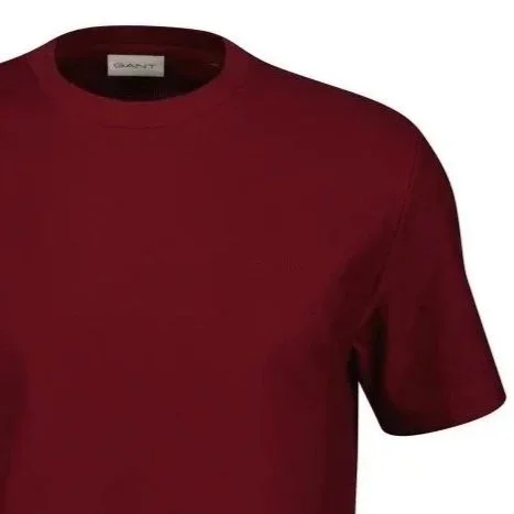 Detail View of GANT Twill Texture T Shirt in Burgundy
