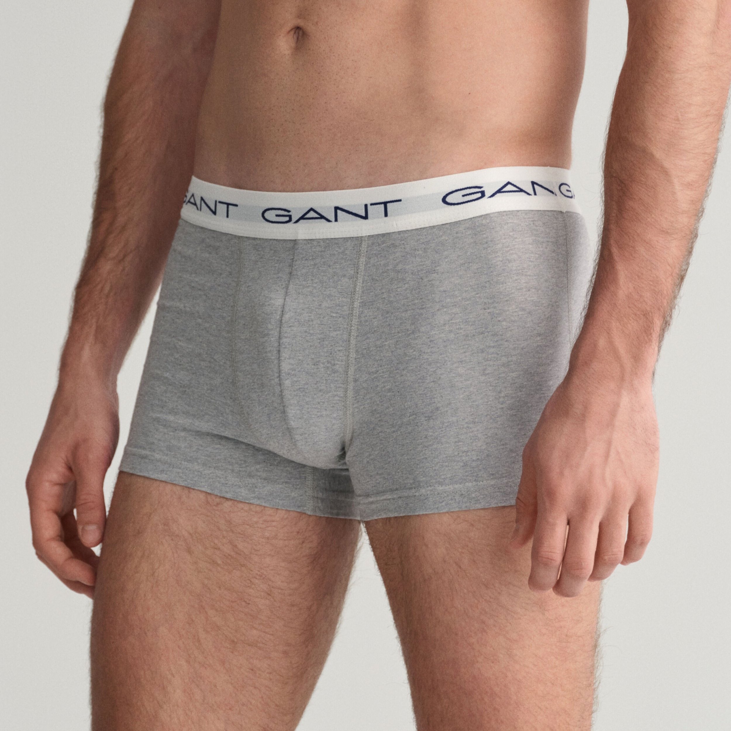 View of Model in GANT 3 Pack Trunks in White Black and Grey