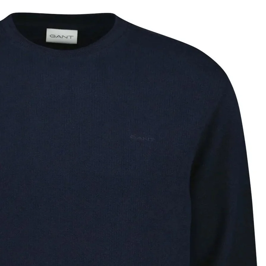Detail View of GANT Texture Herringbone Jumper in Navy