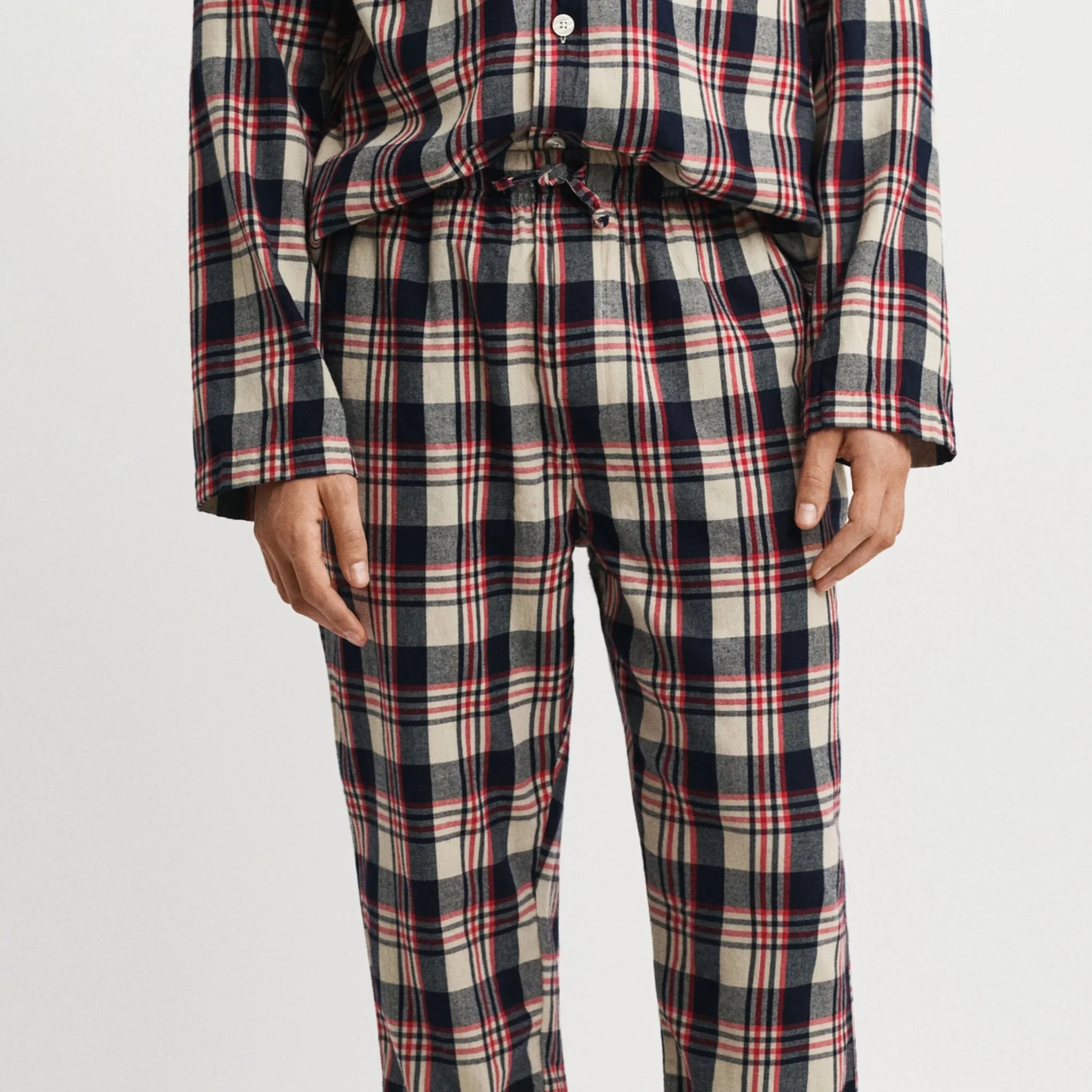 Model View of GANT Pyjama Gift Set in Navy and Red