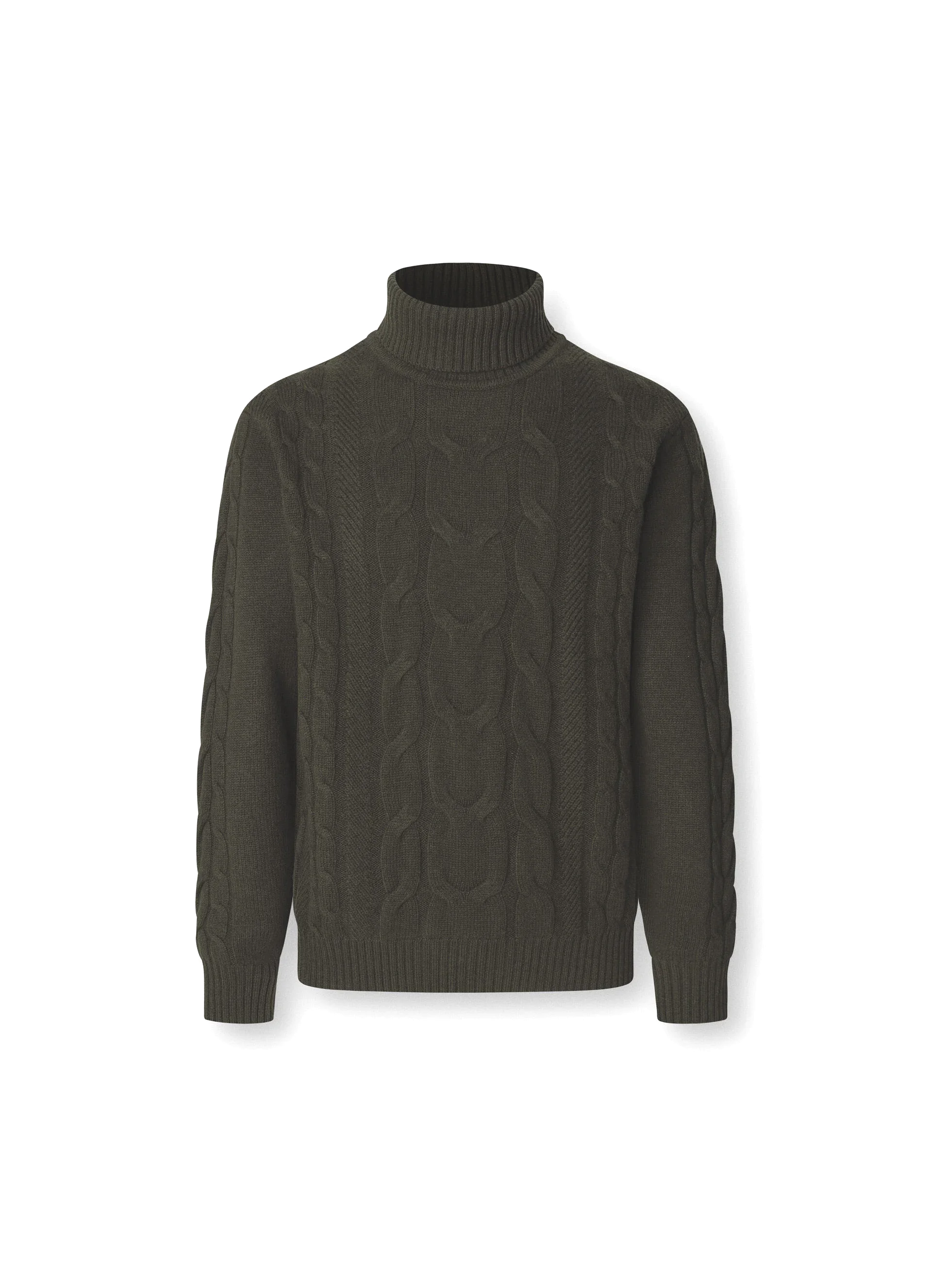 Flat View of Hackett Luxury Wool and Cashmere Roll Neck Jumper in Dark Green