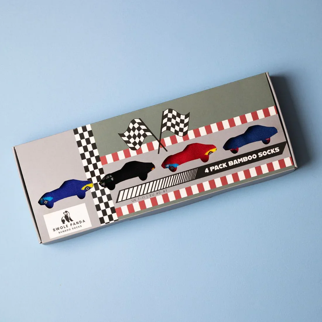 Boxed View of Swole Panda Cars Gift Box 4 Pack