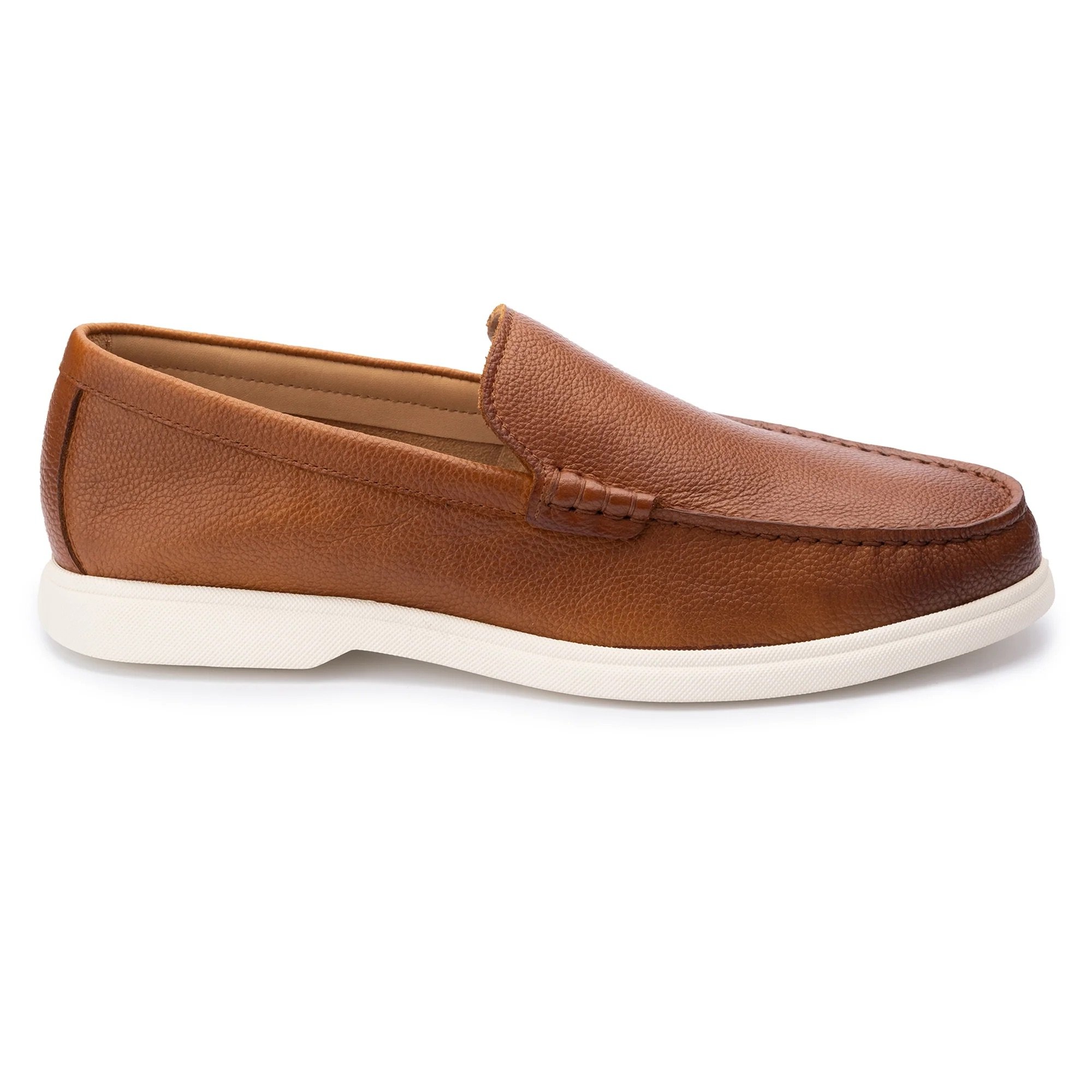 Side View of John White Ethan Loafer Shoe in Tan