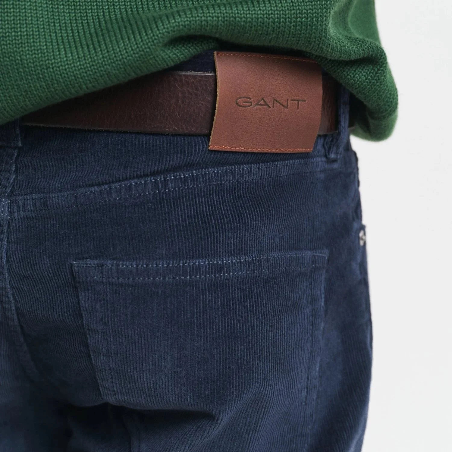 Detail Model View of GANT Slim Fit Cord Jean in Navy