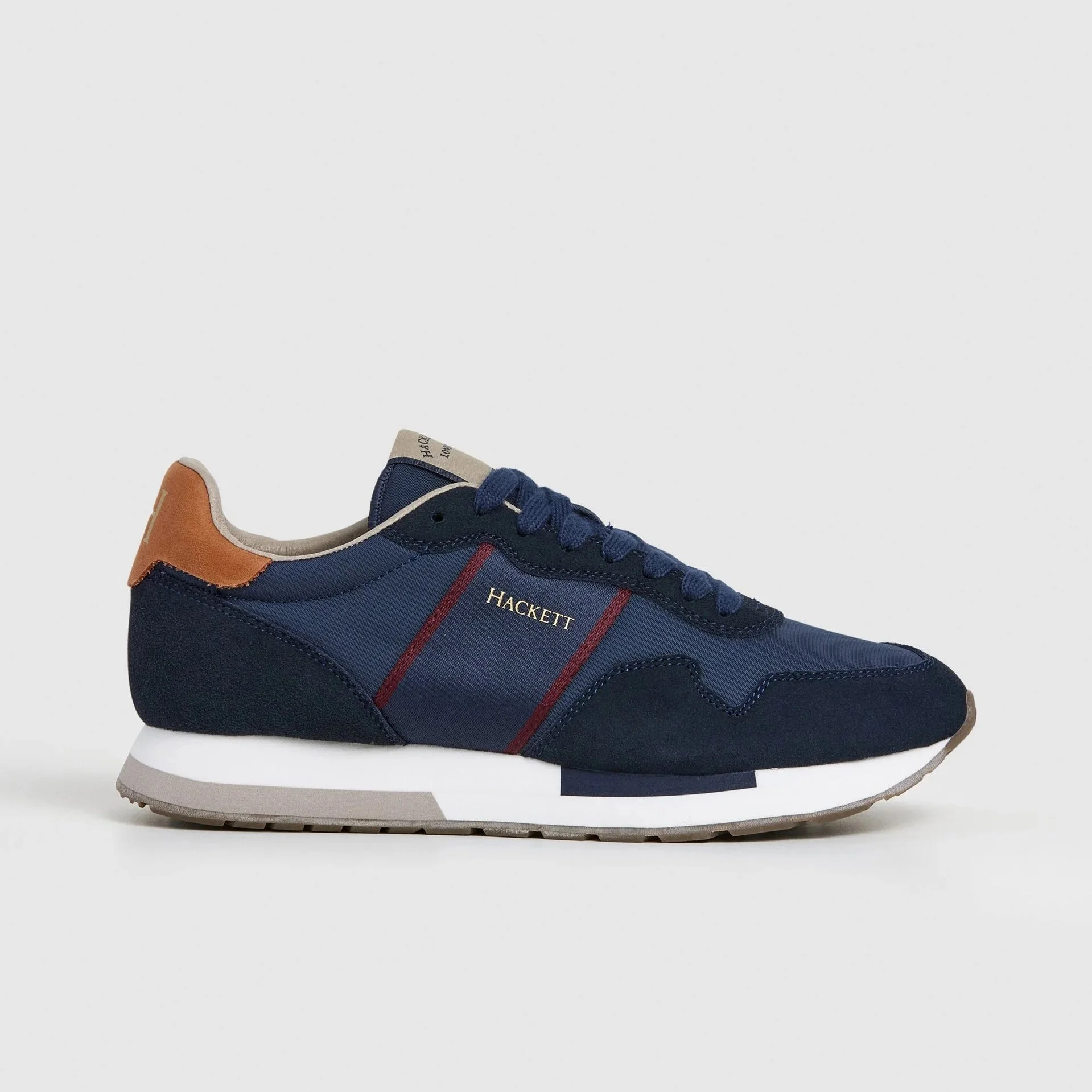 Side View of Hackett Running Style Trainer in Navy