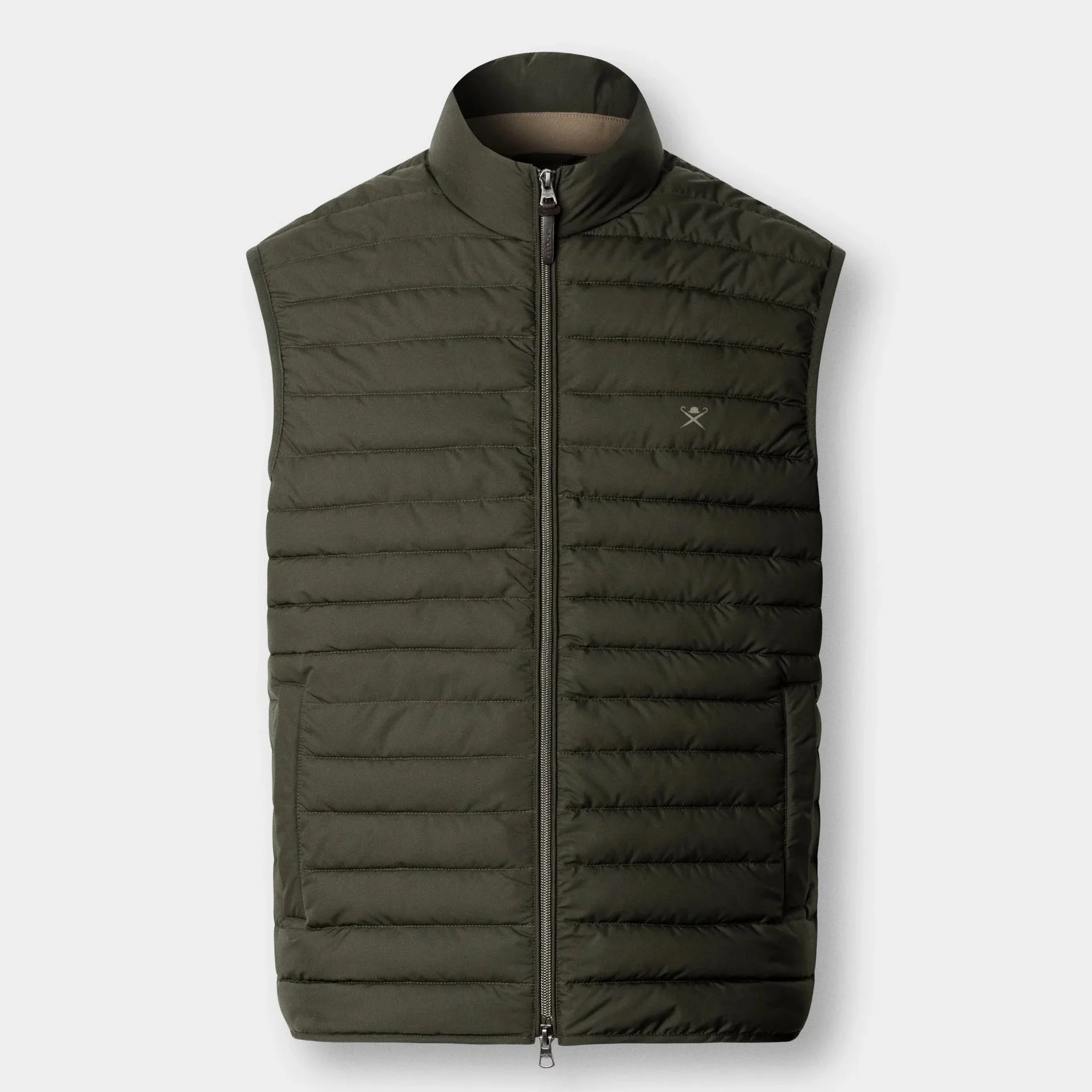 Flat View of Hackett Lightweight Gilet in Hunter Green