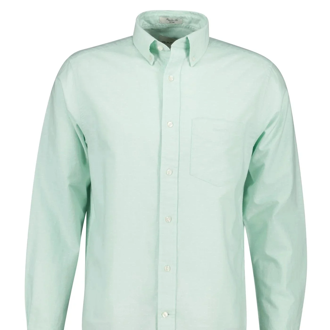 Flat View of GANT Micro Pattern Oxford Shirt in Soft Green