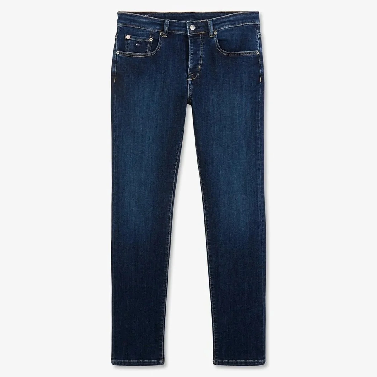 Flat View of Eden Park Slim Fit Denim Jean in Mid Blue