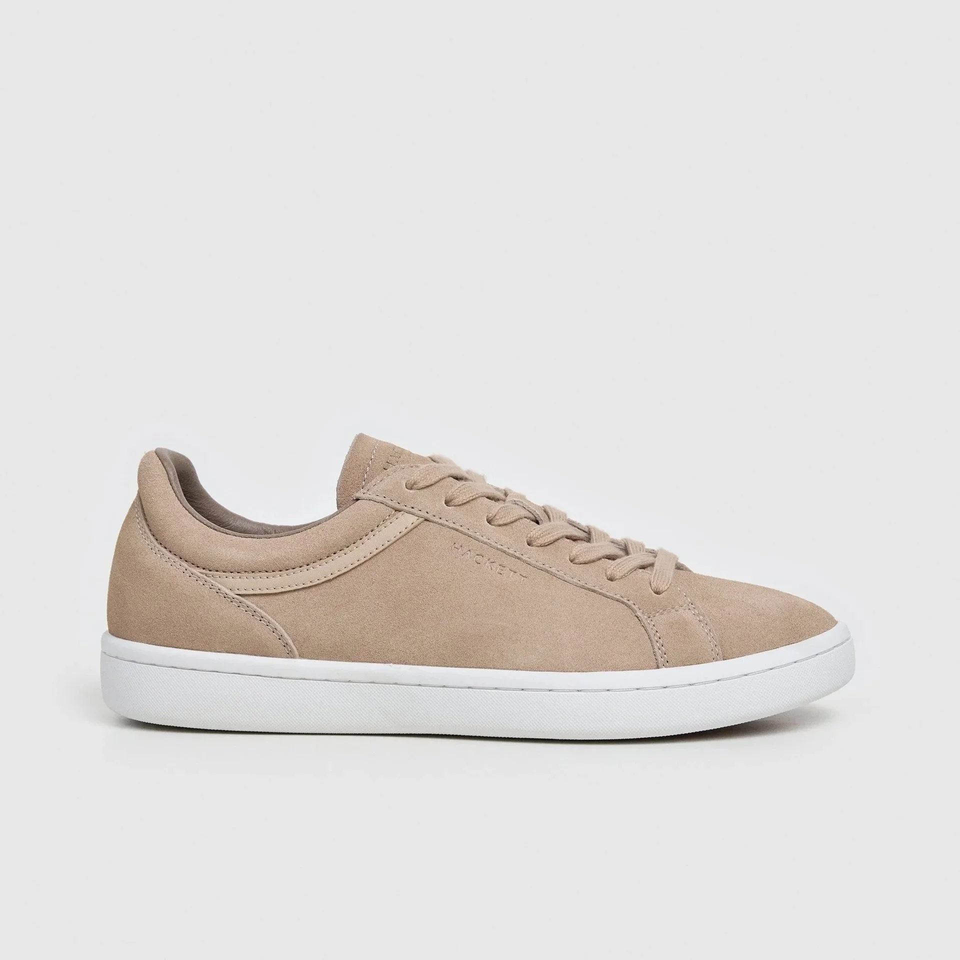 Side View of Hackett Suede Trainer in Sand