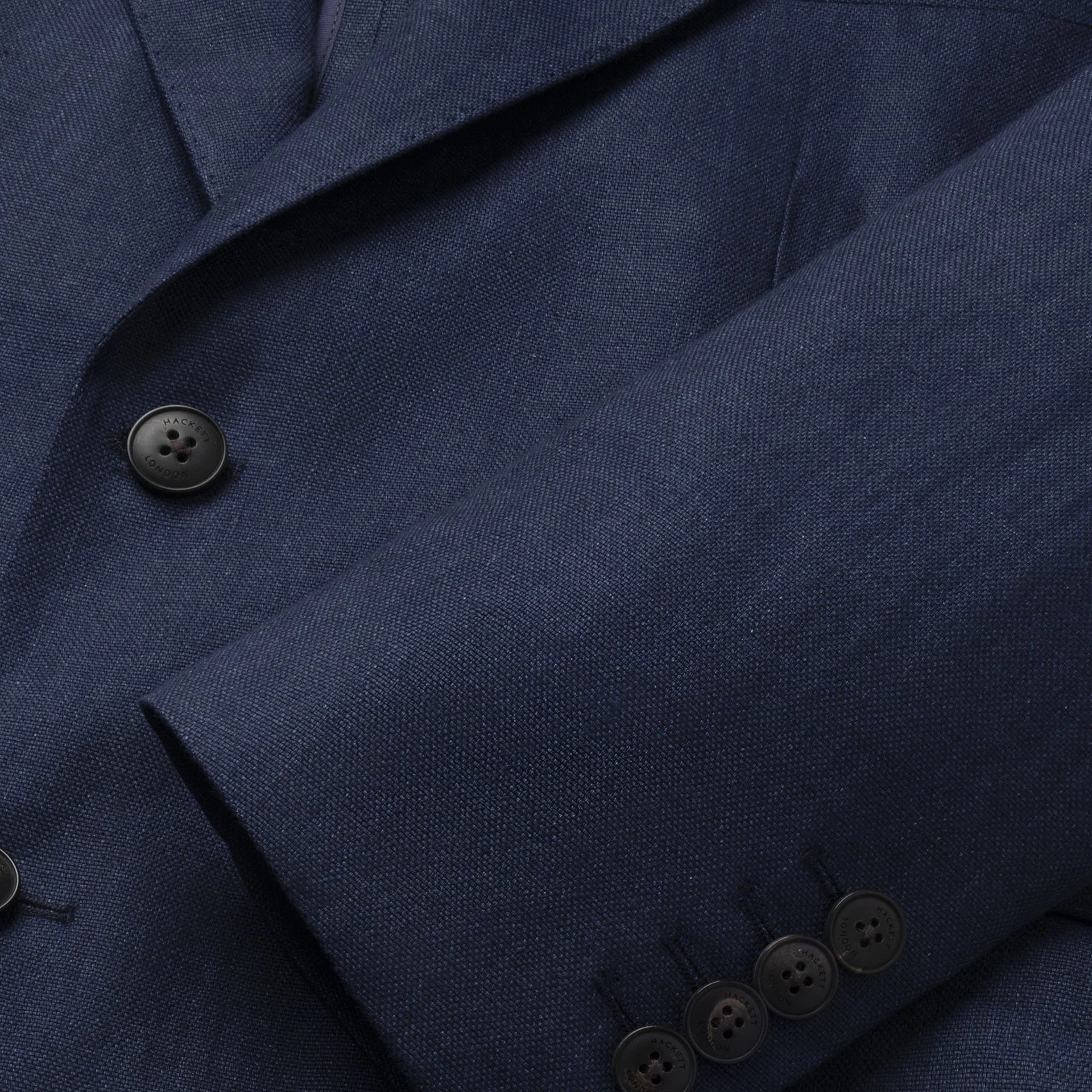 Close View of Hackett Linen Blazer in Navy