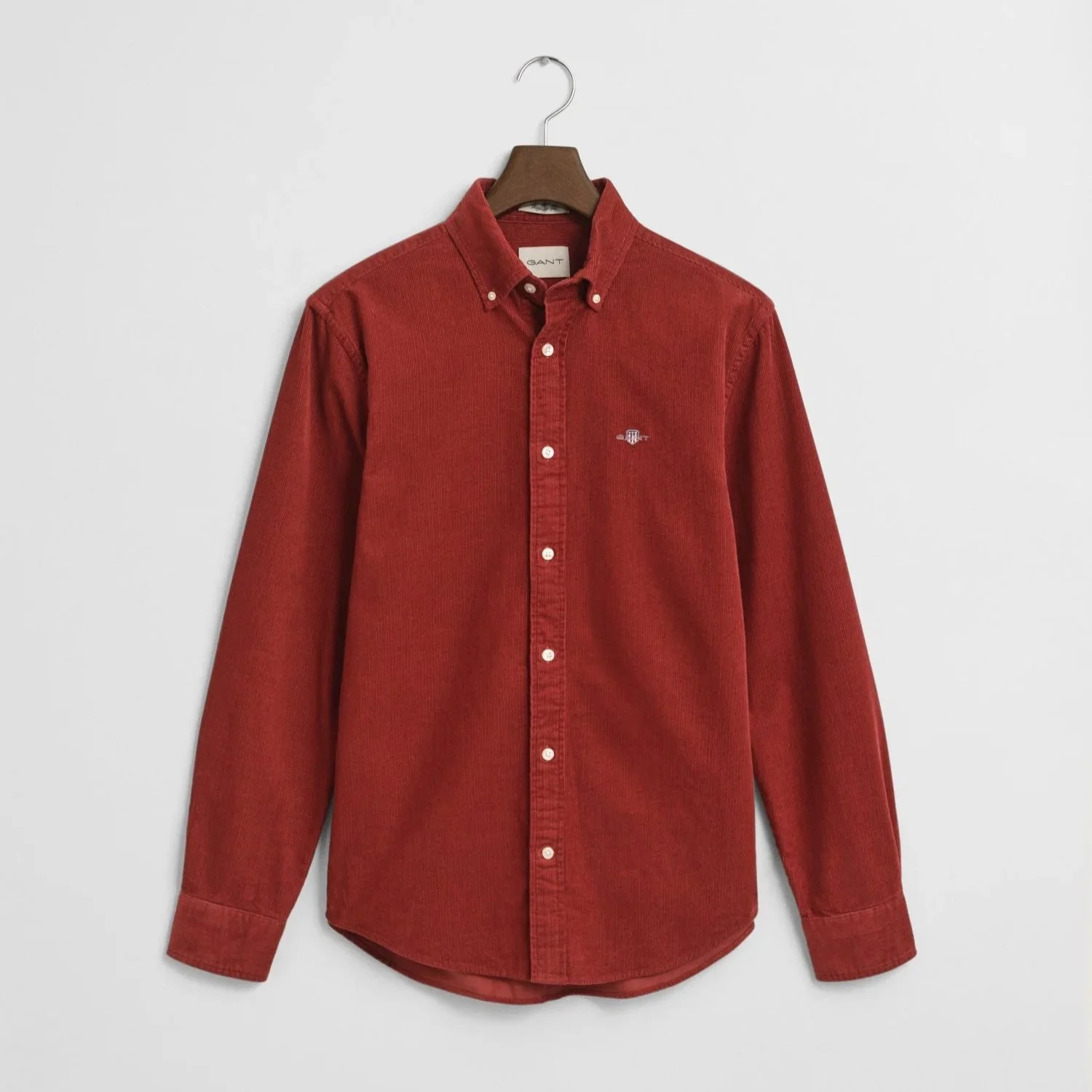 Flat View of GANT Corduroy Shirt in Dark Orange