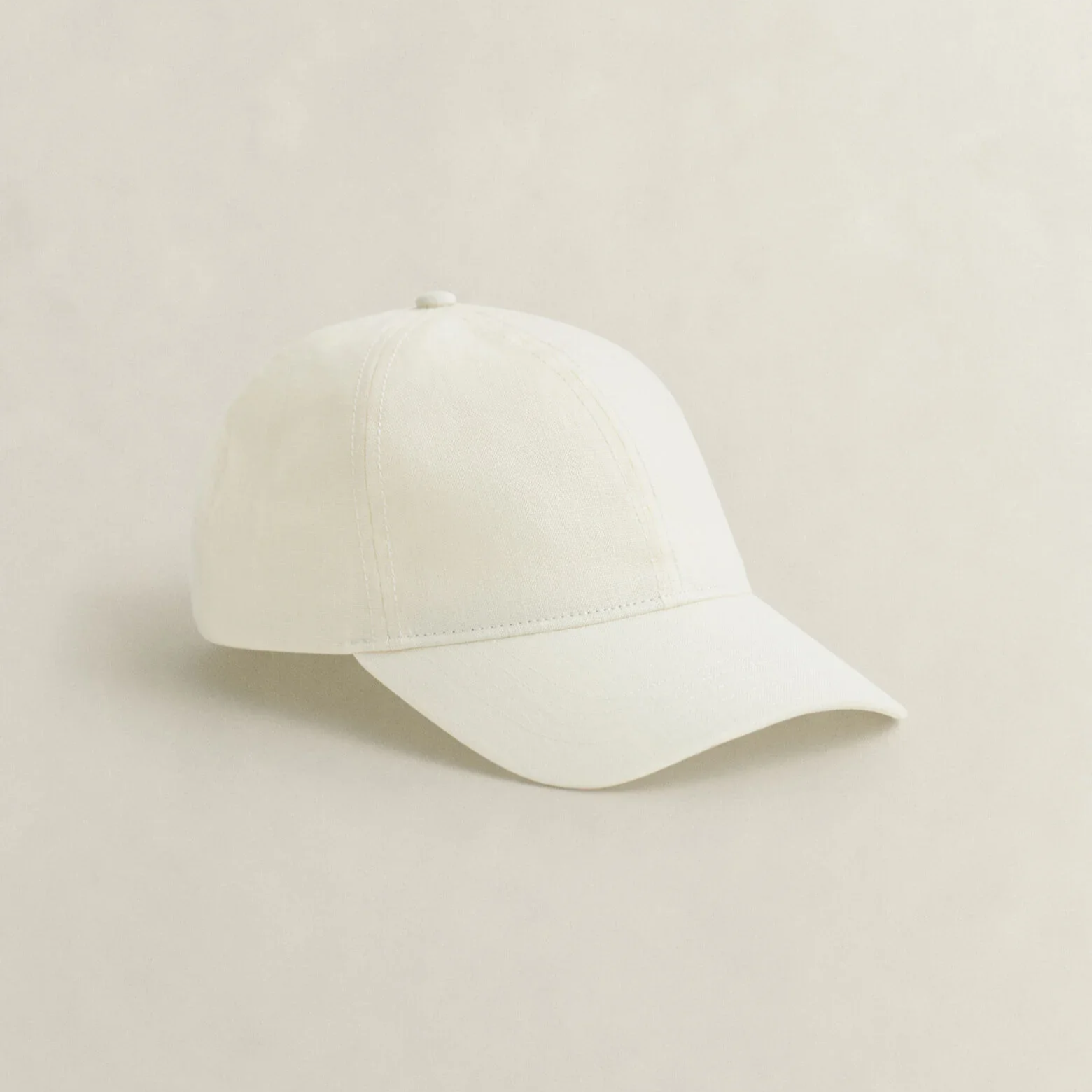 Flat View of GANT Linen Cap in Cream