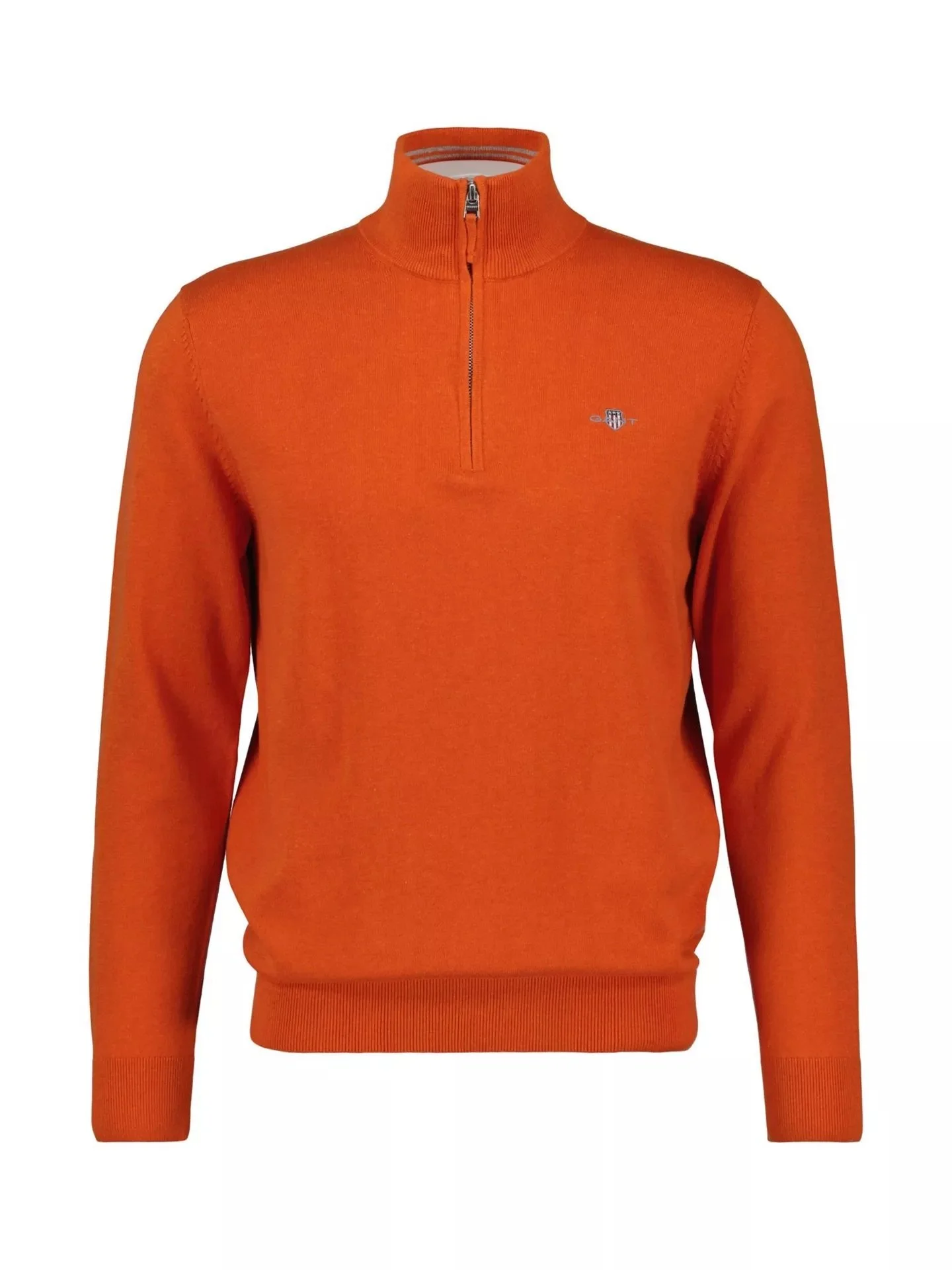 Flat View of GANT Texture Half-Zip Jumper in Orange