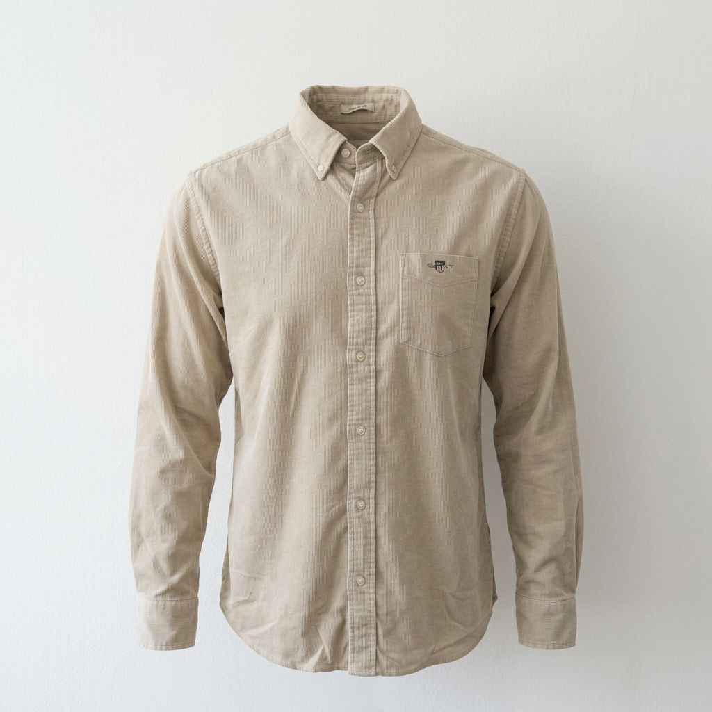 Flat View of GANT Regular Fit Corduroy Shirt in Clay Beige