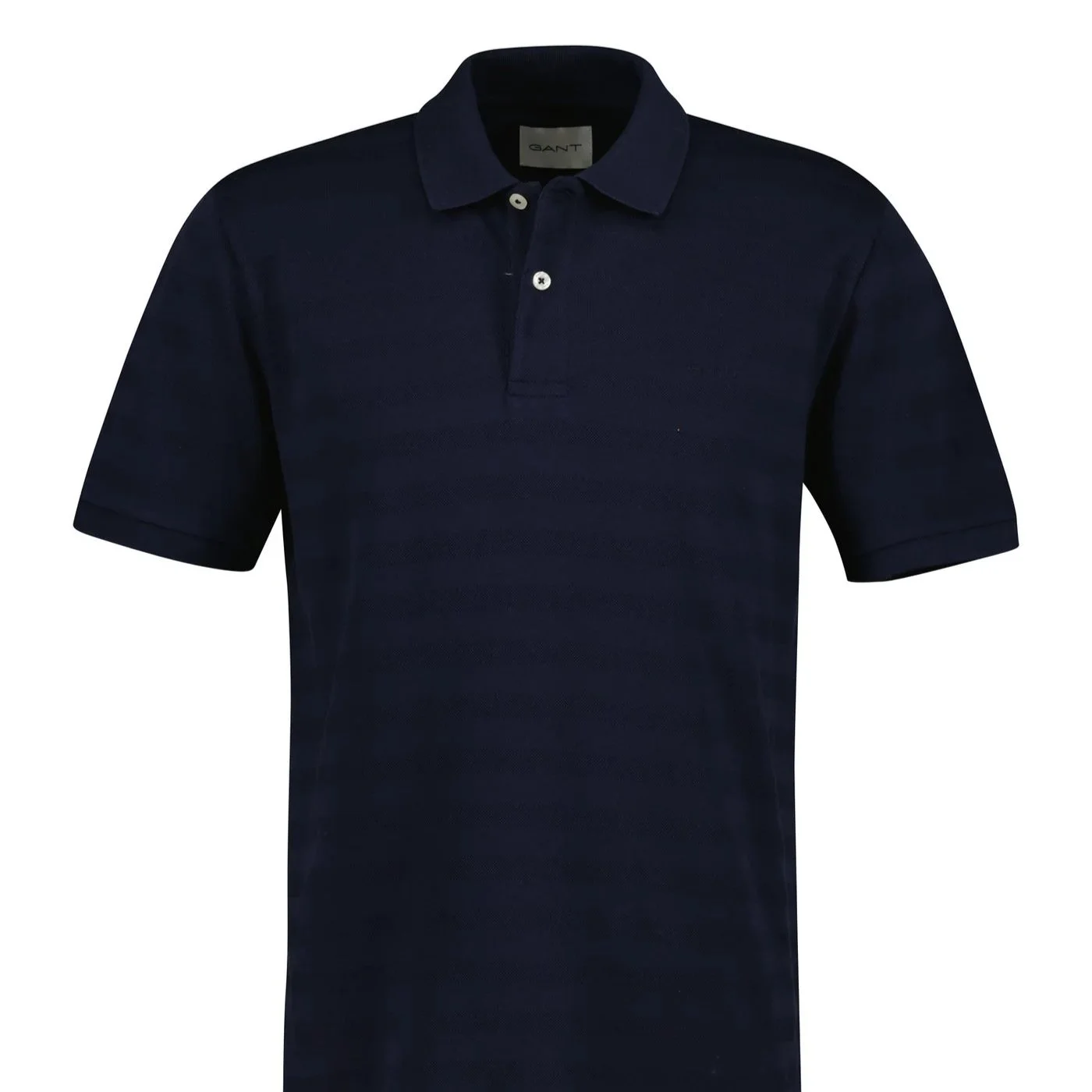 Flat View of GANT Texture Tonal Stripe Polo in Navy