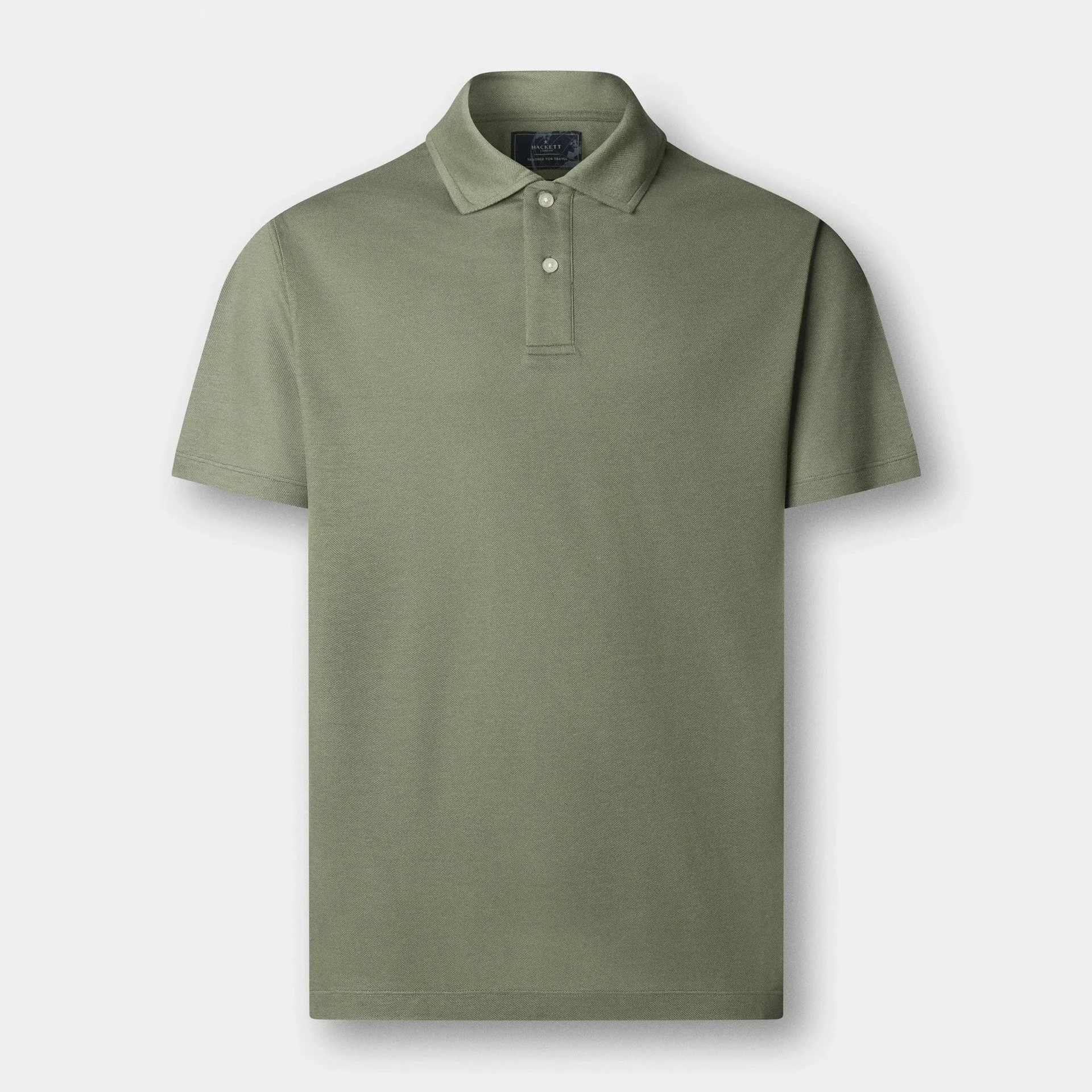 Flat View of Hackett Slim Fit Lyocell and Cotton Polo in Green