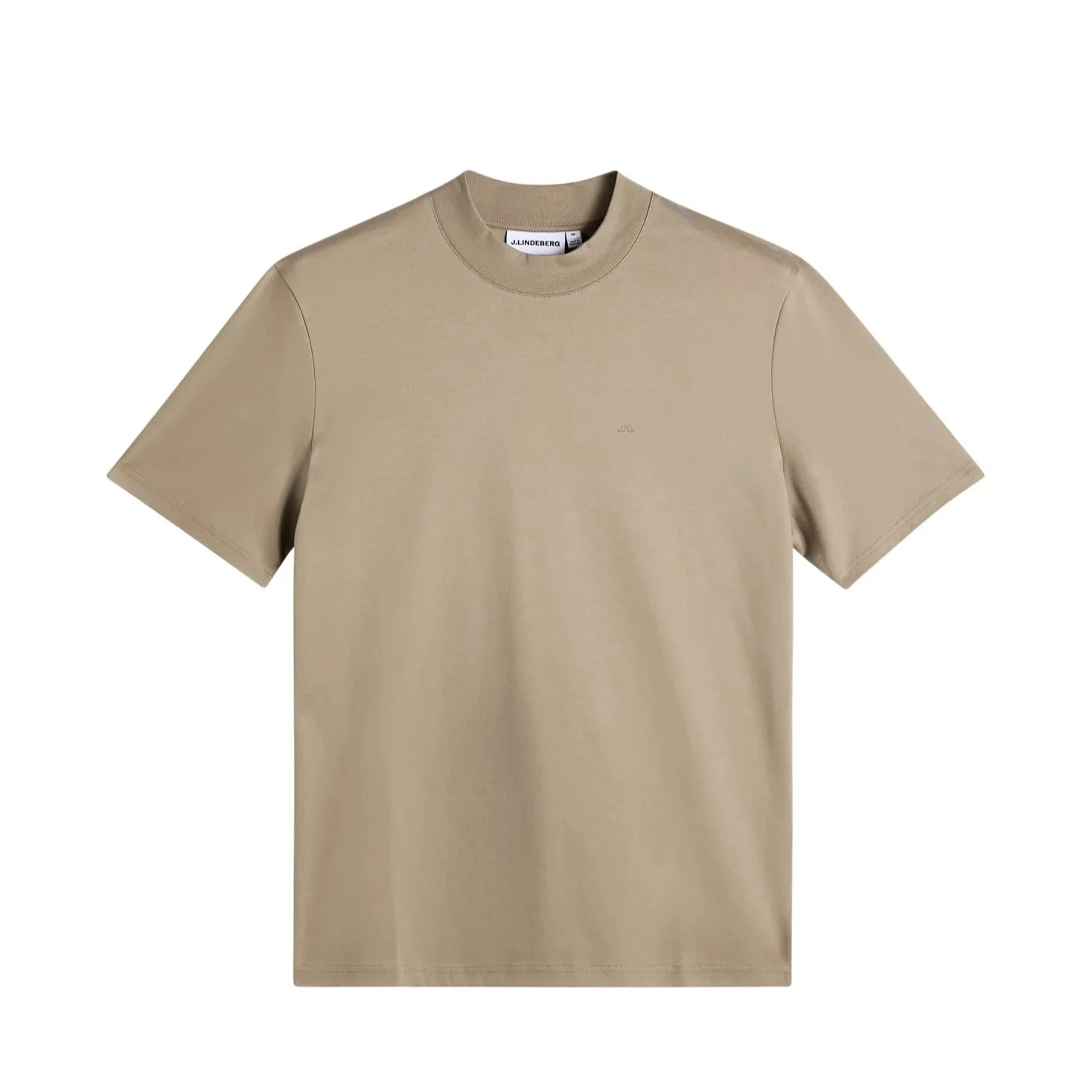 Flat View of J Lindeberg Ace High Neck T Shirt in Sand