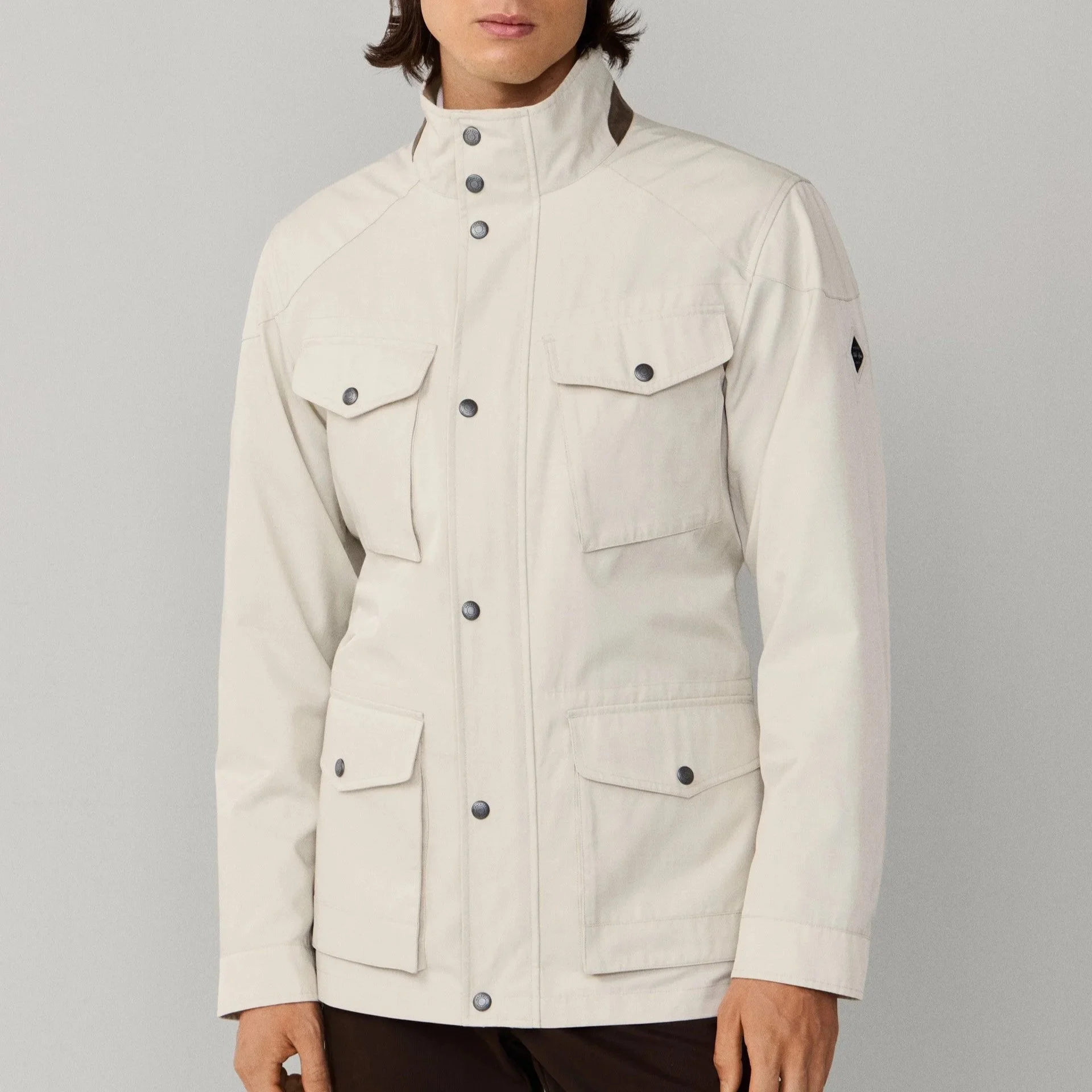 Model View of Hackett Lightweight Jacket in Sand