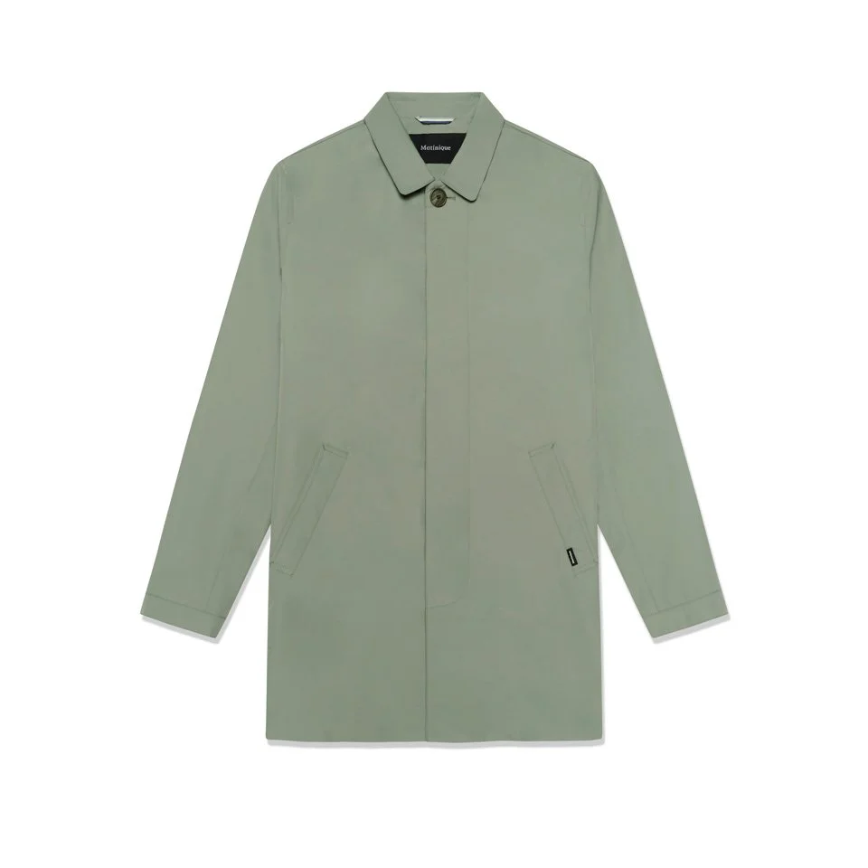 Flat View of Matinique Slim Fit Raincoat in Soft Green