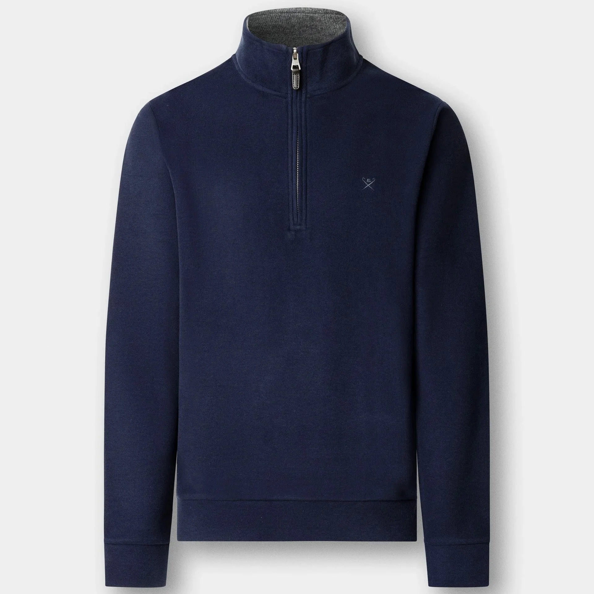 Flat View of Hackett Half Zip Sweatshirt in Navy