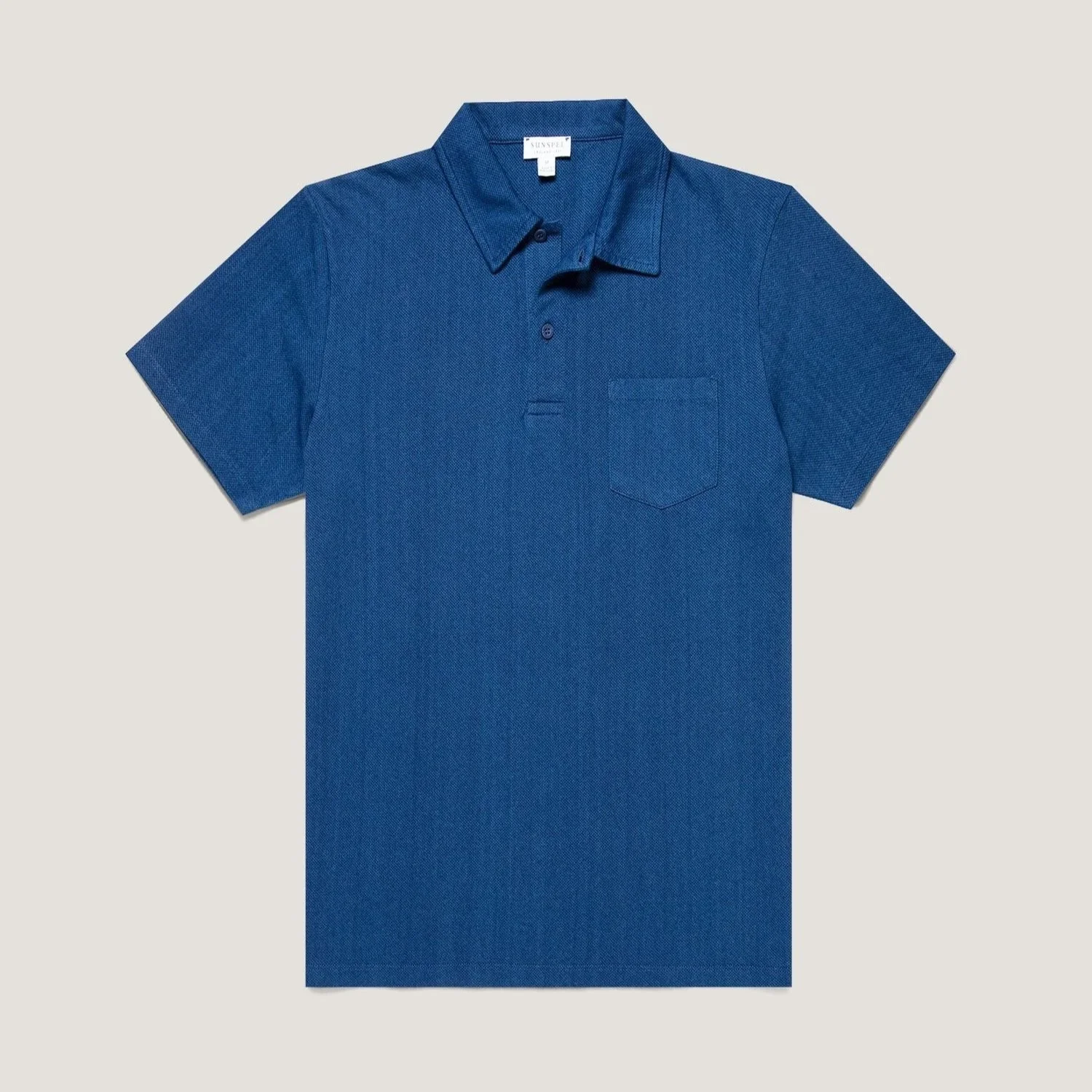 Flat View of Sunspel Luxury Riviera Polo in Blue